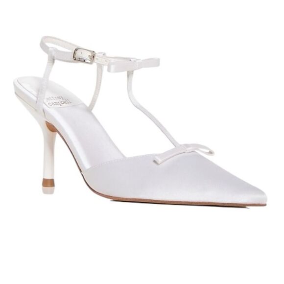 Jeffrey Campbell Playhouse Pointed Toe Satin White Pumps Size 9M - Picture 1 of 7